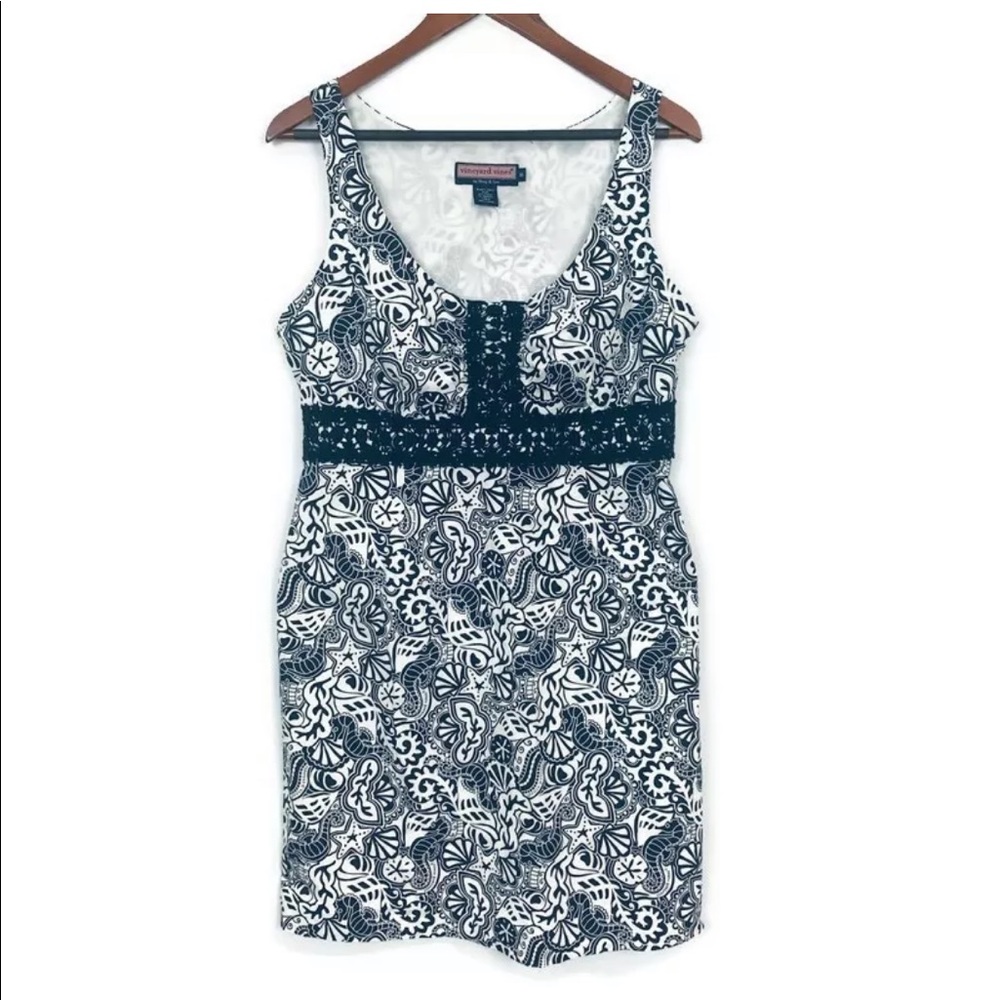 Vineyard Vines Blue White Seahorse Dress Size 2 Gem